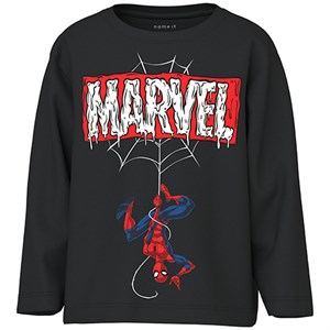 Name It - Suler Spiderman Nreg T-shirt MAR LS, Black