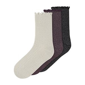 Name It - NKFROSIE 3P SOCK, Catawba Grape/Black/Birch