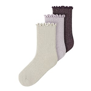 Name It - NKFROSIE 3P SOCK, Catawba Grape/Lavender Fog/Birch