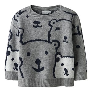 Name It - Sauel Loose Knit LS, Grey Melange