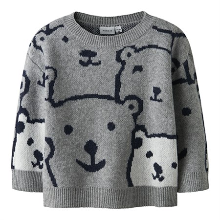 Name It - Sauel Loose Knit LS, Grey Melange