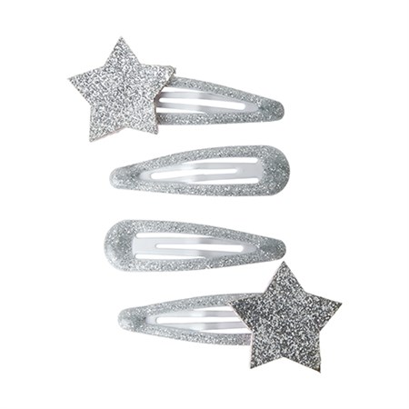 Name It - Rosa Hårclips 4 stk. Stjerner, Silver