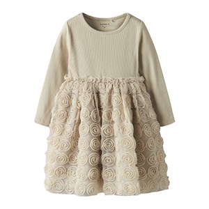 Name It - Sykia Tulle Dress LS, Cement