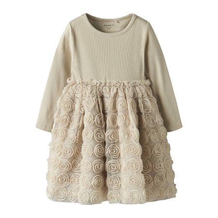 Name It - Sykia Tulle Dress LS, Cement