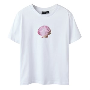 LMTD - Fashell Short S Top Pink Shell SS, White Alyssum