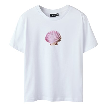 LMTD - Fashell Short S Top Pink Shell SS, White Alyssum