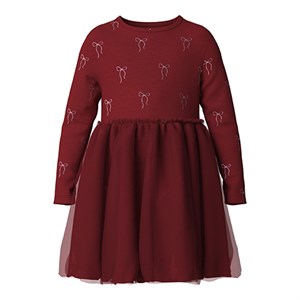 Name It -  NMF RI LS DRESS, Red Dahlia