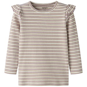 Name It - Taias Slim Top LS, Dawn Pink/Cloud Dancer