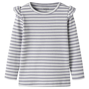 Name It - Taias Slim Top LS, Lavender Gray/Cloud Dancer