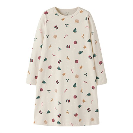 Name It - FORUDBESTILLING Vismas LS Natkjole, Whitecap Gray
