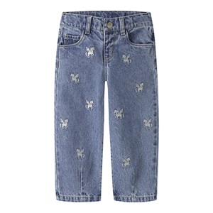 Name It - NMF BELLA BARREL GLITTER JEANS 4577-IM L, Medium Blue Denim Unicorn