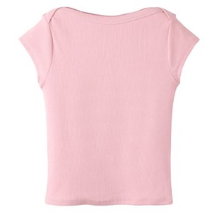 LMTD - Envo Solid Short Boatneck Top, Crystal Pink