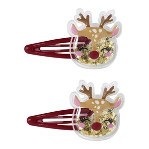 Name It -  NMF RIFETTI 2P HAIRCLIP, Red Dahlia - Reindeer