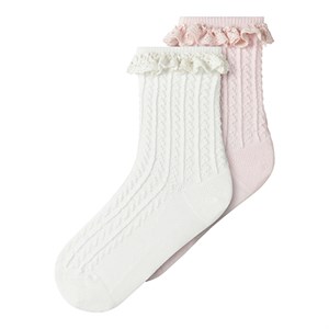 Name It - NMF Hermine 2P Sock, Cloud Dancer/Cradle Pink