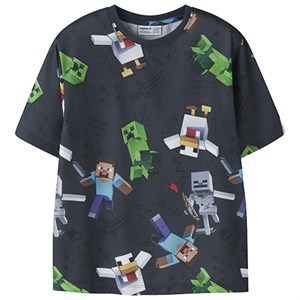 Name It - NKM STEF MINECRAFT SS POLY NREG TOP BFU, Ombre Blue