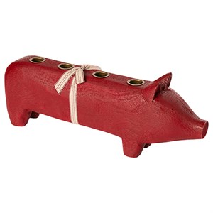 Maileg - Wooden Pig Large, Rød