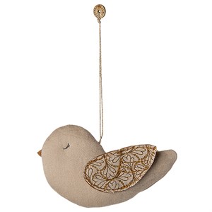 Maileg - Stof Ornament Fugl Vinterhjerte, Sand
