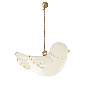 Maileg - Metalophæng, Fugl - Off white/Guld