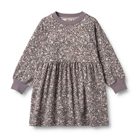 Wheat - Jersey Dress Dorthea LS, Purple Stone Flowers
