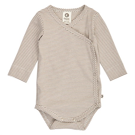 Müsli - Mini Stripe Rib l/s Body, Balsam Cream
