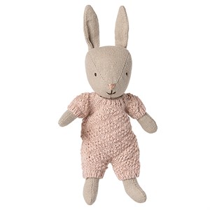 Maileg - Hare - Mikro Sand, Rosa Strikket Dragt