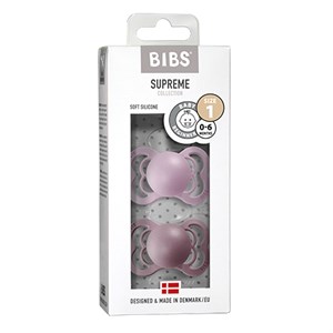 BIBS - Bibs Supreme 2 pak Silicone - Str. 1 (0-6 MDR), Dusky Lilac/Heather
