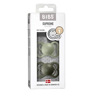 BIBS - Bibs Supreme 2 pak Silicone - Str. 1 (0-6 MDR), Sage/Hunter Green