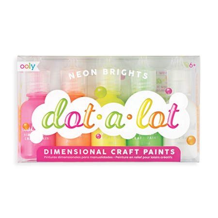 OOLY - Dot-A-Lot 3D Craft Paint NEON, Sæt Med 5