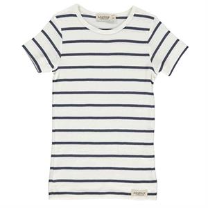MarMar - Plain Tee SS, Modal Plain Stripes t-shirt, hvid/blå
