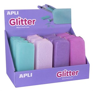 APLI - Silikone Penalhus Med Glitter, Vælg Farve