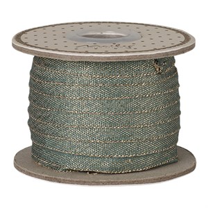 Maileg - Bånd, W: 6 mm x L: 25 m - Grøn/Guld