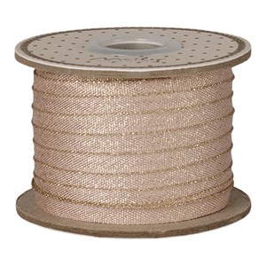 Maileg - Bånd, W: 6 mm x L: 25 m - Lys rosa/Guld