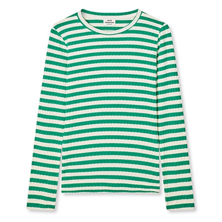 Mads Nørgaard - Classic Stripe Talika Top LS, Vanilla Ice/Verdant Green