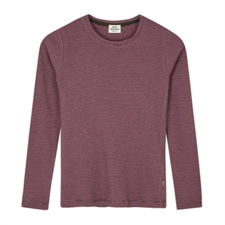 Mads Nørgaard - 2x2 Cotton Stripe Talino Top LS, Rosin/Carmine Rose