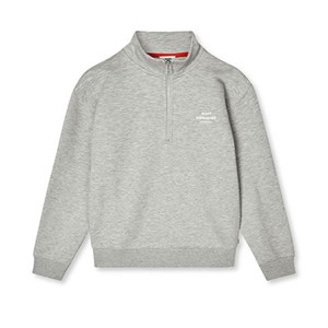 Mads Nørgaard - Mix Sweat Crewie Half Zip Sweatshirt, Grey Melange