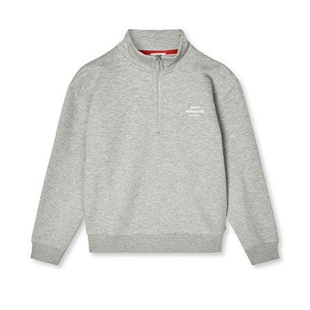 Mads Nørgaard - Mix Sweat Crewie Half Zip Sweatshirt, Grey Melange