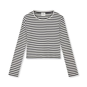 Mads Nørgaard - 2x2 Cotton Stripe Tikka Top, Black/Vanilla Ice