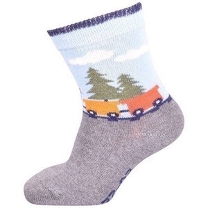 Melton - Babystrømper - Tog, Grey Melange