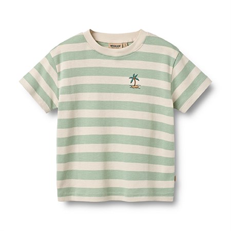 Wheat - T-shirt Liam SS, Mint Stripe