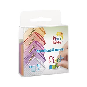 Pixelhobby - 5 Medaljoner, Pink/Orange Transparente