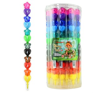 Bensia - STACKING CRAYONS FLOWER & HEART 12 COLOURS FAIRY TALE