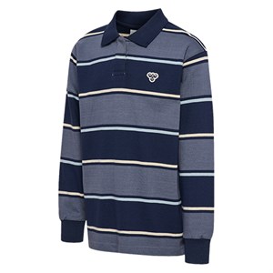 Hummel - hmlJR LOOSE STRIPED POLO L/S, Dress Blues