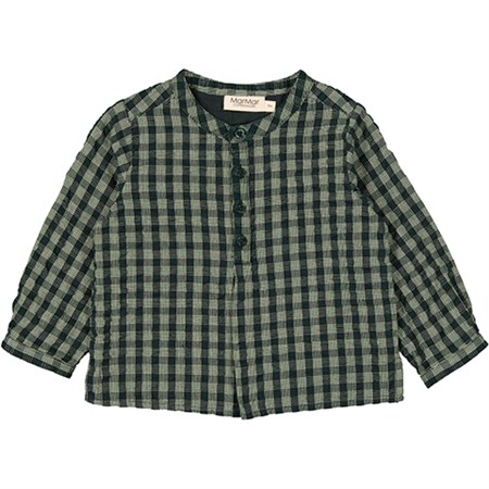 MarMar - Totoro Seersucker Gingham Skjorte, Dark Leaf Check