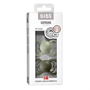 BIBS - Bibs Supreme 2 pak Silicone - Str. 2 (6+ MDR), Sage/Hunter Green
