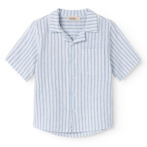 MarMar - Tage - Cotton Linen Shirt SS, Surf Blue Stripe