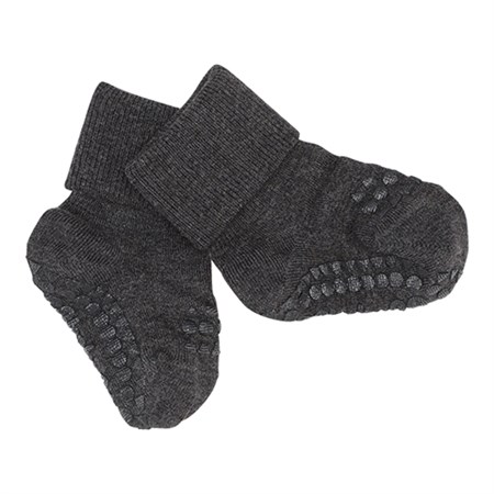 GoBabyGo - Skridsikre Strømper Viscose-Bambus, Dark Grey Melange