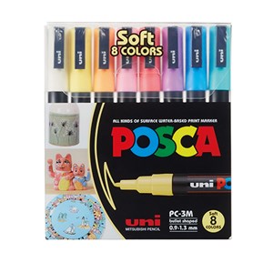 Posca -Uni Posca Corner PC-3M-8, Sæt Med 8 Softcolor