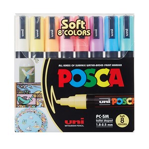 Posca - Uni Posca Corner PC-5M, Sæt Med 8 Ass. Softcolor