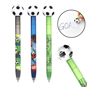 Action World - Viskbar Gel Pen m/fodboldtop, ass.