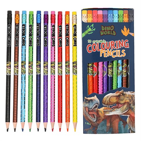 Dino World - Farveblyanter m/Viskelæder